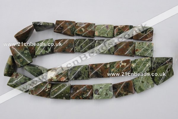 CTW398 15.5 inches 18*25mm twisted rectangle rhyolite gemstone beads