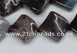 CTW41 15.5 inches 15*15mm twisted diamond moss agate beads