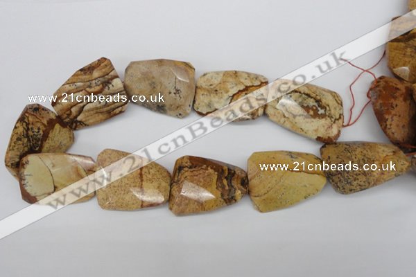 CTW425 15.5 inches 32*42mm faceted & twisted picture jasper beads