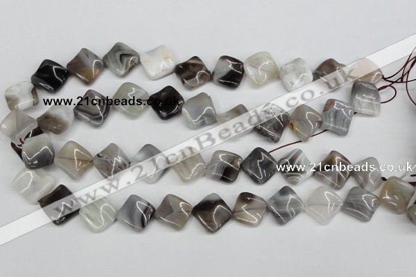 CTW43 15.5 inches 15*15mm twisted diamond botswana agate beads