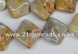 CTW44 15.5 inches 15*15mm twisted diamond crazy lace agate beads