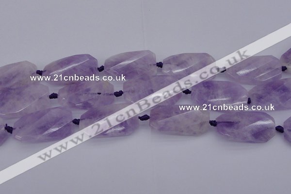 CTW452 20*38mm faceted & twisted rectangle lavender amethyst beads