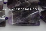 CTW453 20*38mm faceted & twisted rectangle dogtooth amethyst beads