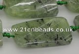 CTW454 20*38mm faceted & twisted rectangle green rutilated quartz beads