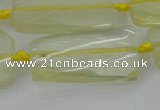 CTW455 20*38mm faceted & twisted rectangle lemon quartz beads