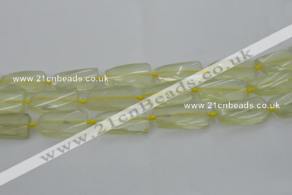 CTW455 20*38mm faceted & twisted rectangle lemon quartz beads