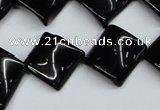 CTW46 15.5 inches 15*15mm twisted diamond black agate beads