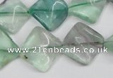 CTW47 15.5 inches 15*15mm twisted diamond fluorite beads
