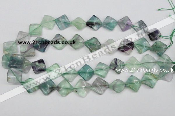 CTW47 15.5 inches 15*15mm twisted diamond fluorite beads