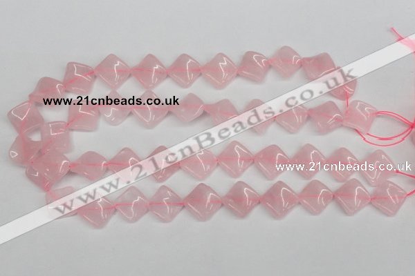 CTW48 15.5 inches 15*15mm twisted diamond rose quartz beads