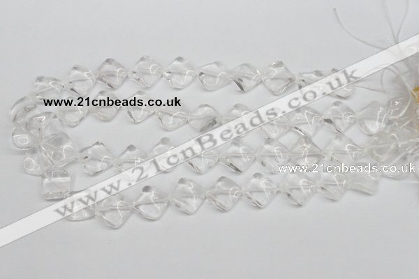 CTW49 15.5 inches 15*15mm twisted diamond white crystal beads