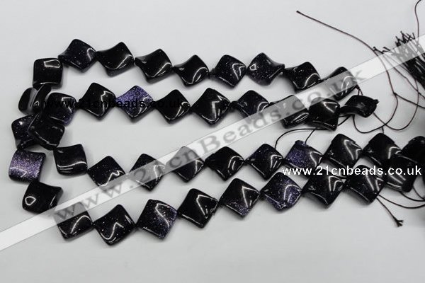 CTW50 15.5 inches 15*15mm twisted diamond blue goldstone beads