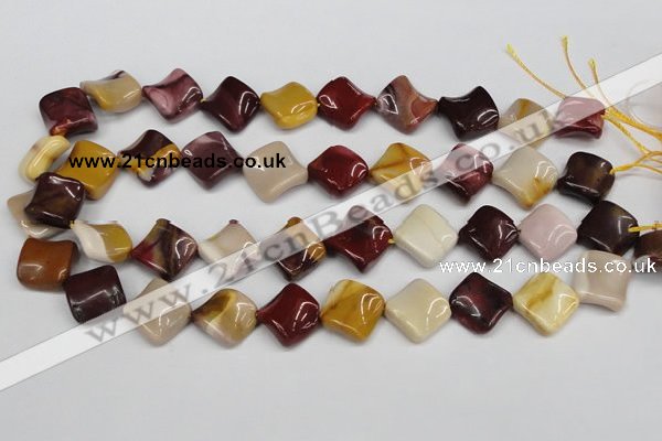 CTW54 15.5 inches 15*15mm twisted diamond mookaite beads