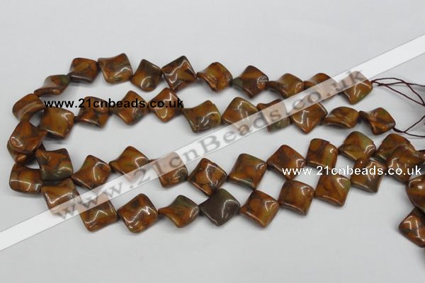 CTW55 15.5 inches 15*15mm twisted diamond jasper gemstone beads