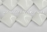 CTW57 15.5 inches 15*15mm twisted diamond white agate beads