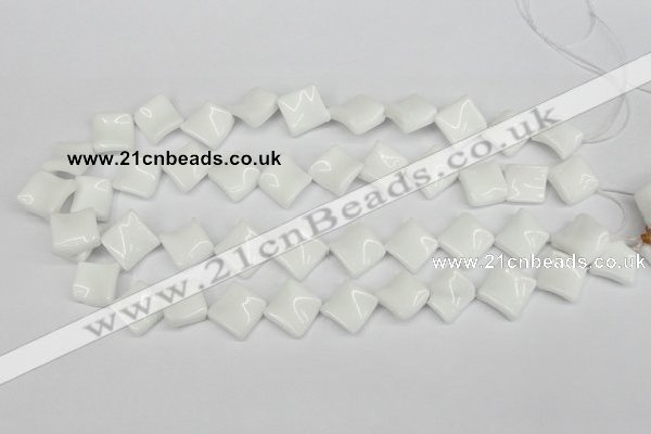 CTW57 15.5 inches 15*15mm twisted diamond white agate beads