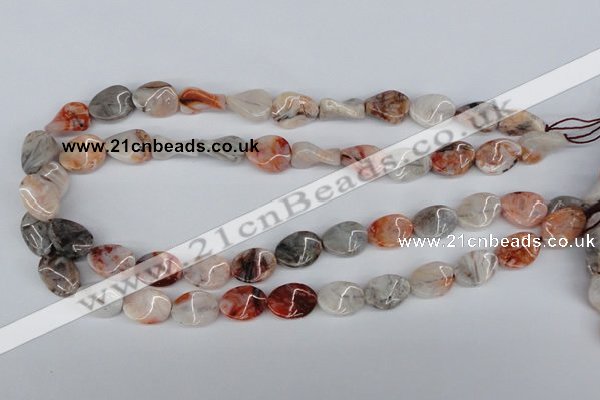 CTW60 15.5 inches 12*16mm twisted oval agate gemstone beads