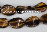 CTW63 15.5 inches 13*18mm twisted oval yellow tiger eye beads