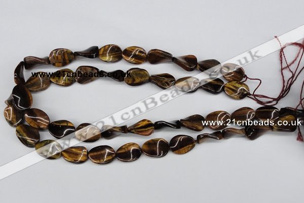 CTW63 15.5 inches 13*18mm twisted oval yellow tiger eye beads