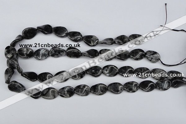 CTW64 15.5 inches 13*18mm twisted oval black labradorite beads