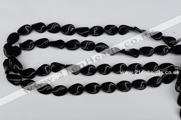 CTW66 15.5 inches 13*18mm twisted oval black agate beads