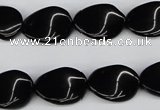 CTW70 15.5 inches 15*20mm twisted oval black agate gemstone beads