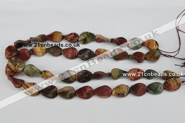 CTW71 15.5 inches 15*20mm twisted oval picasso jasper beads