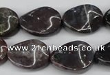 CTW74 15.5 inches 15*20mm twisted oval moss agate gemstone beads