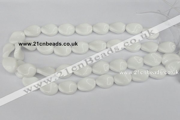 CTW76 15.5 inches 15*20mm twisted oval white agate gemstone beads