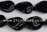 CTW77 15.5 inches 15*20mm twisted oval black agate gemstone beads