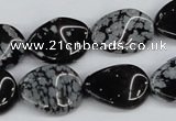 CTW78 15.5 inches 15*20mm twisted oval snowflake obsidian beads