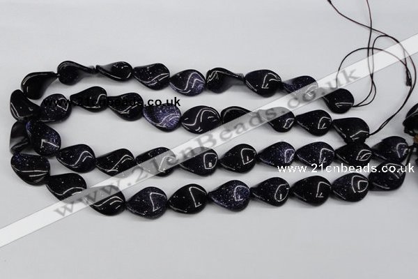 CTW79 15.5 inches 15*20mm twisted oval blue goldstone beads