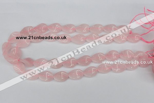 CTW80 15.5 inches 15*20mm twisted oval rose quartz beads