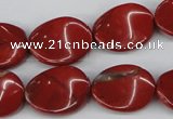 CTW85 15.5 inches 15*20mm twisted oval red jasper gemstone beads