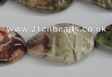 CTW93 15.5 inches 18*30mm twisted oval rainforest agate gemstone beads