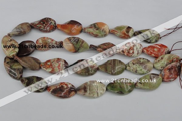 CTW93 15.5 inches 18*30mm twisted oval rainforest agate gemstone beads