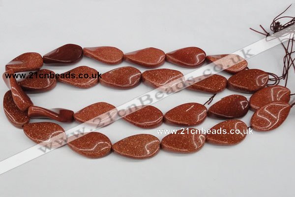 CTW94 15.5 inches 18*30mm twisted oval goldstone gemstone beads