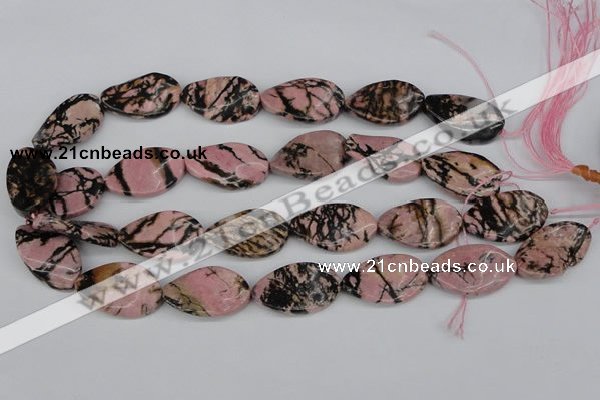 CTW95 15.5 inches 18*30mm twisted oval rhodonite gemstone beads