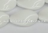 CTW99 15.5 inches 18*30mm twisted oval white agate gemstone beads