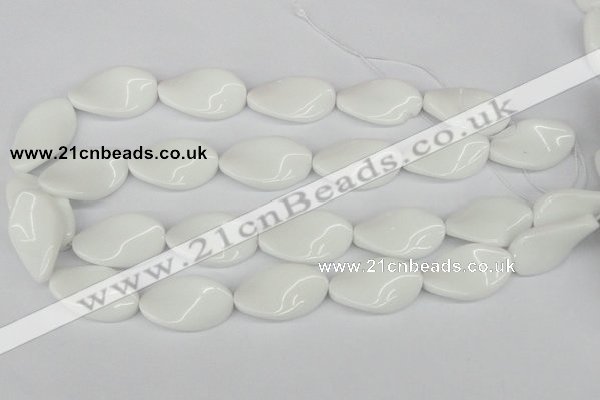 CTW99 15.5 inches 18*30mm twisted oval white agate gemstone beads