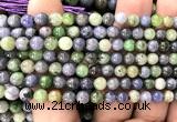 CTZ543 15 inches 7mm round tanzanite & tsavorite beads