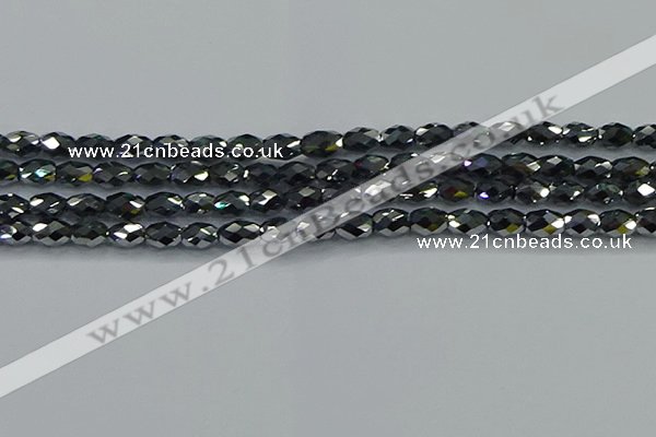 CTZ647 15.5 inches 6*9mm faceted rice terahertz beads wholesale