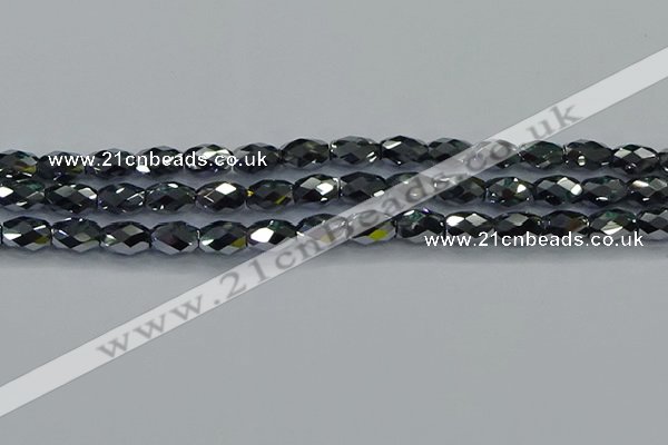 CTZ648 15.5 inches 7*11mm faceted rice terahertz beads wholesale