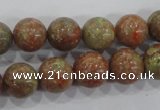 CUG104 15.5 inches 12mm round Chinese unakite beads wholesale