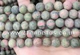 CUG193 15.5 inches 10mm round matte unakite beads wholesale