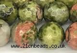 CUG195 15 inches 6mm faceted round unakite beads wholesale