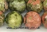 CUG196 15 inches 8mm faceted round unakite beads wholesale