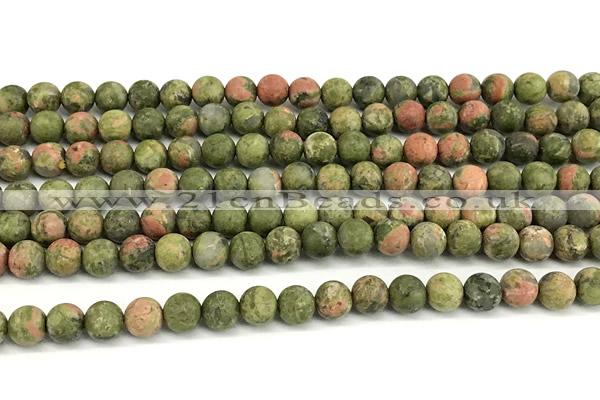 CUG206 15 inches 6mm round matte unakite beads