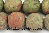 CUG208 15 inches 10mm round matte unakite beads