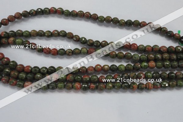 CUG301 15.5 inches 6mm faceted round unakite gemstone beads